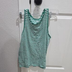 Old Navy Green and White Striped Tank Top